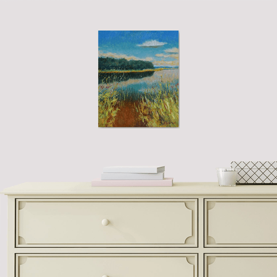 Near The Water - original sunny landscape, painting