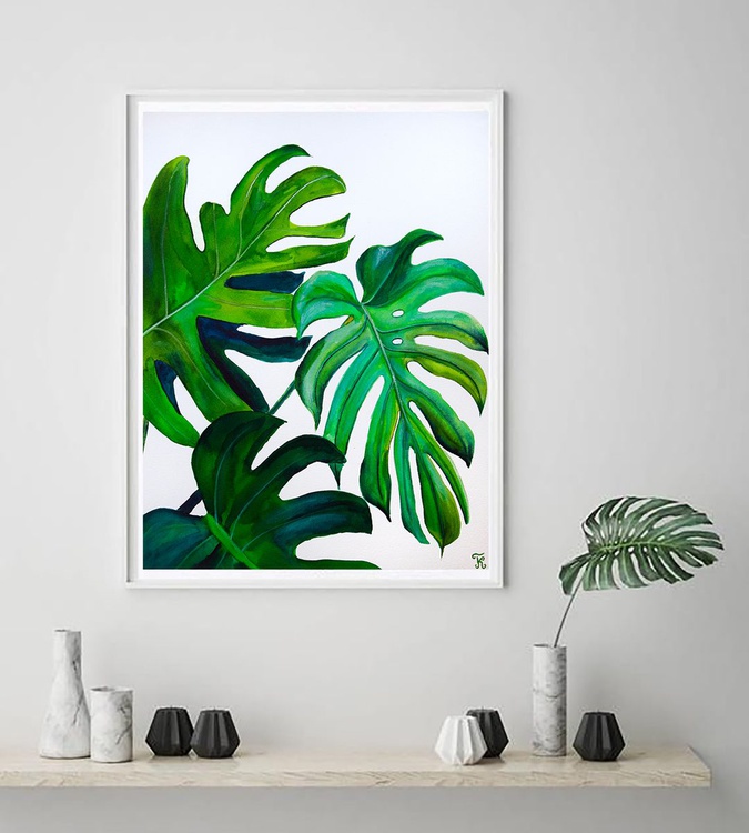 Monstera Leaves Original Watercolor Paintings B Artfinder