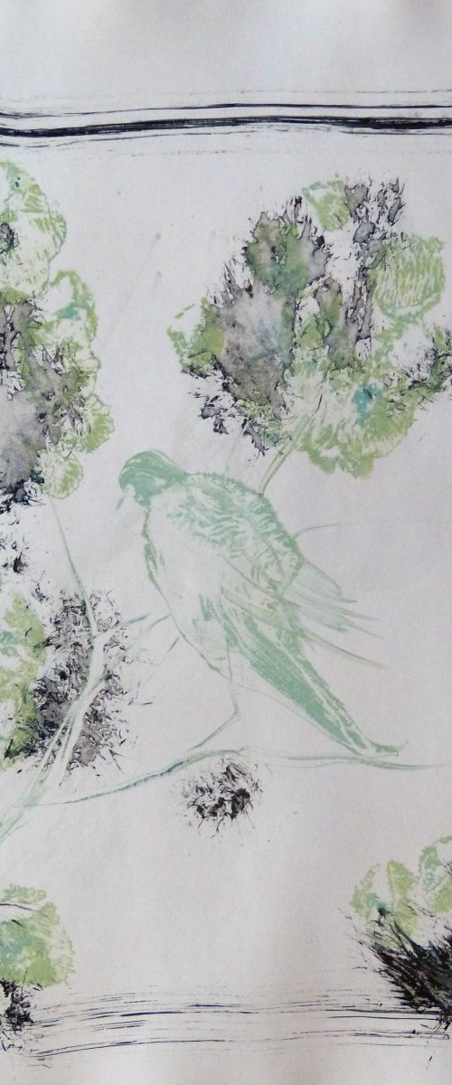 Birds of the park Monceau 2, 41x29 cm by Frederic Belaubre