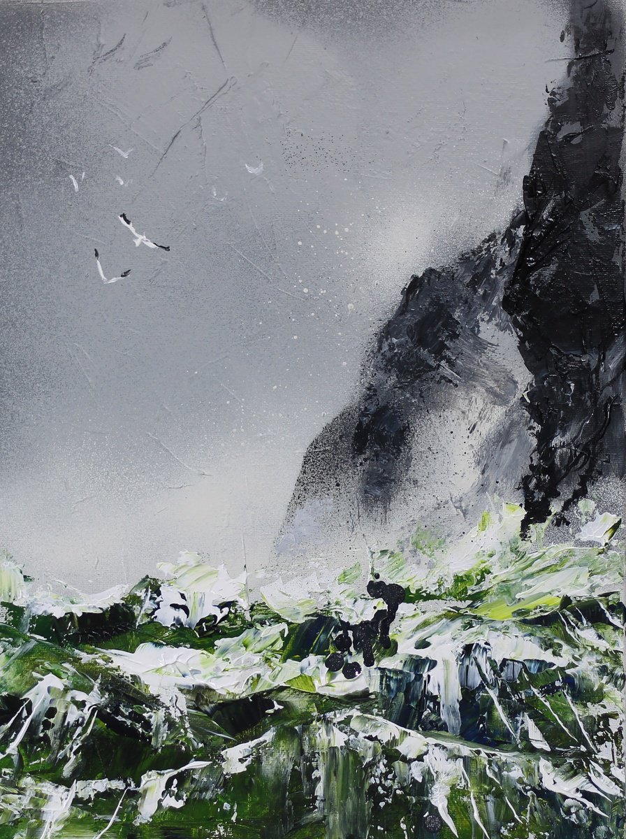 Impressionistic Landscape Acrylic Painting By Bill Mcarthur, 14 X 18, Blowing Up, Original Artwork