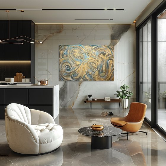 Golden waves 80x120x2 cm