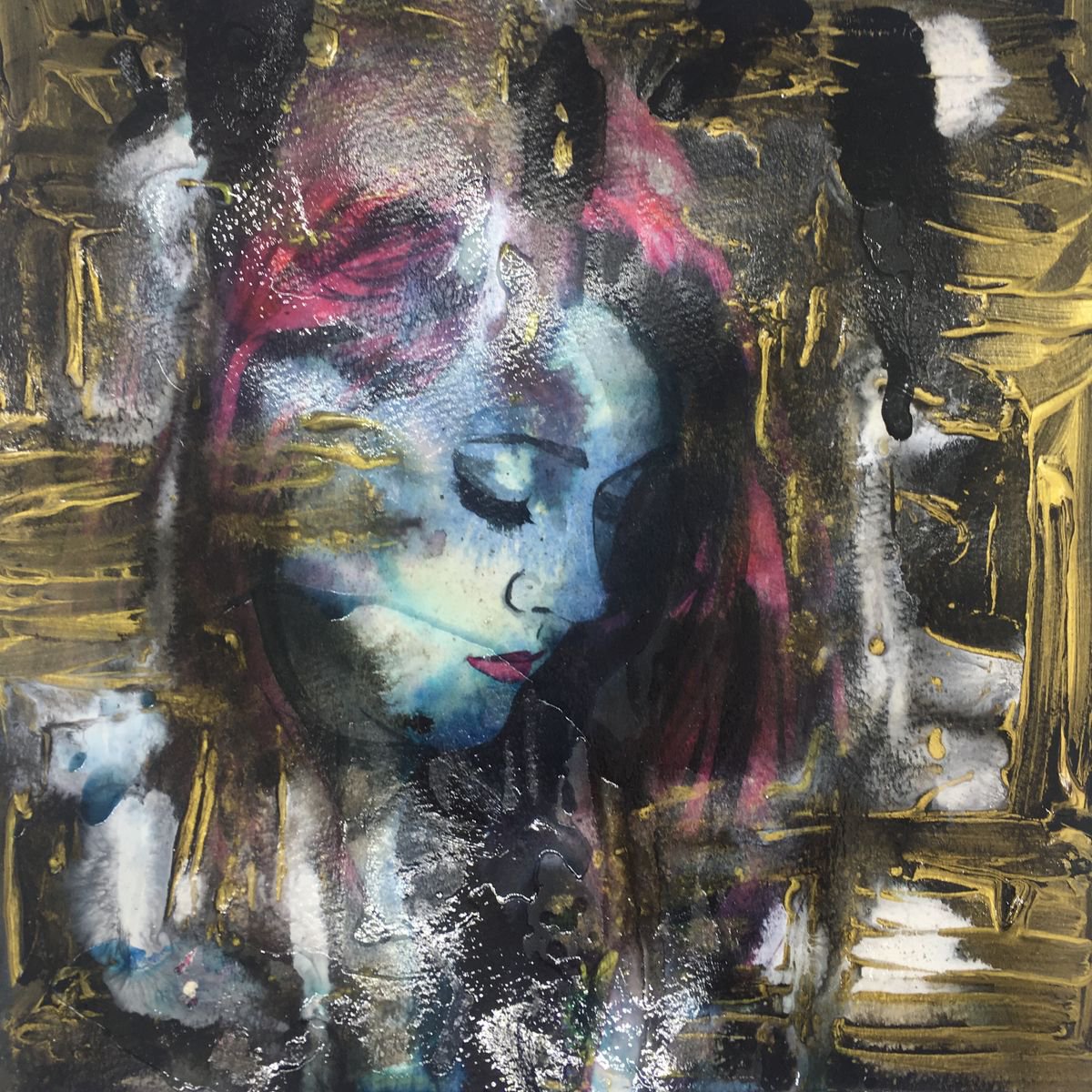 Expressive Portrait Painting By Dianne Bowell, 12 X 12, These Whispers Come From Our Inner Selves, Original Artwork