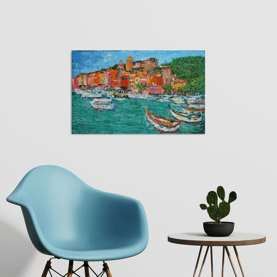 Italy. Portovenere / PAINTING CREATED WITH A PALETTE KNIFE / ORIGINAL PAINTING