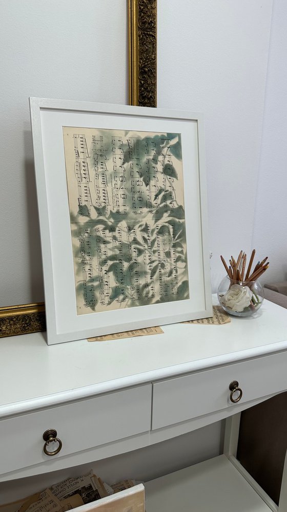 Vintage Sheet Music Nature Silhouette Art