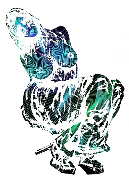 Ultra Turquoise Vibrations Naked Girl by Jakub DK - JAKUB D KRZEWNIAK