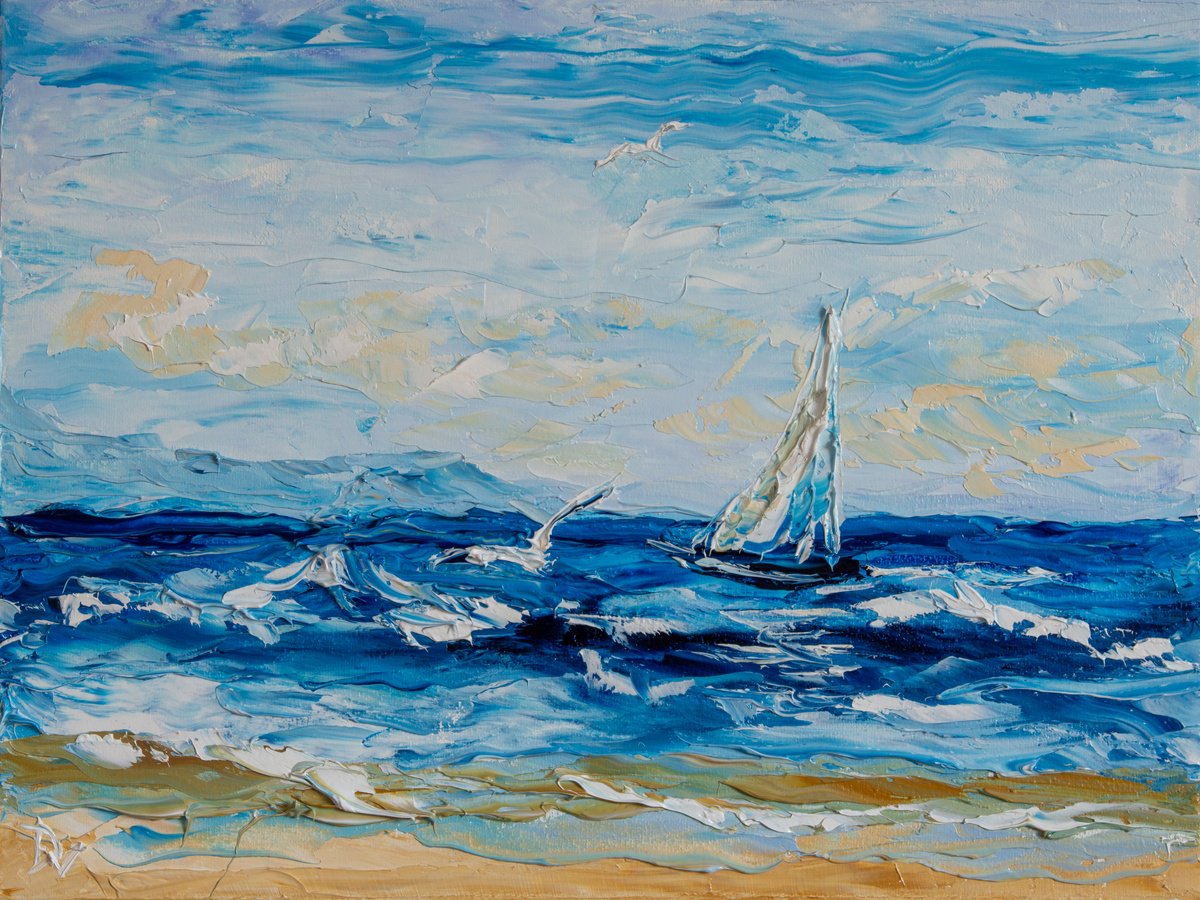 Impressionistic Landscape Oil Painting By Vladyslav Durniev, 16 X 12", Chasing The Horizon, Original Artwork