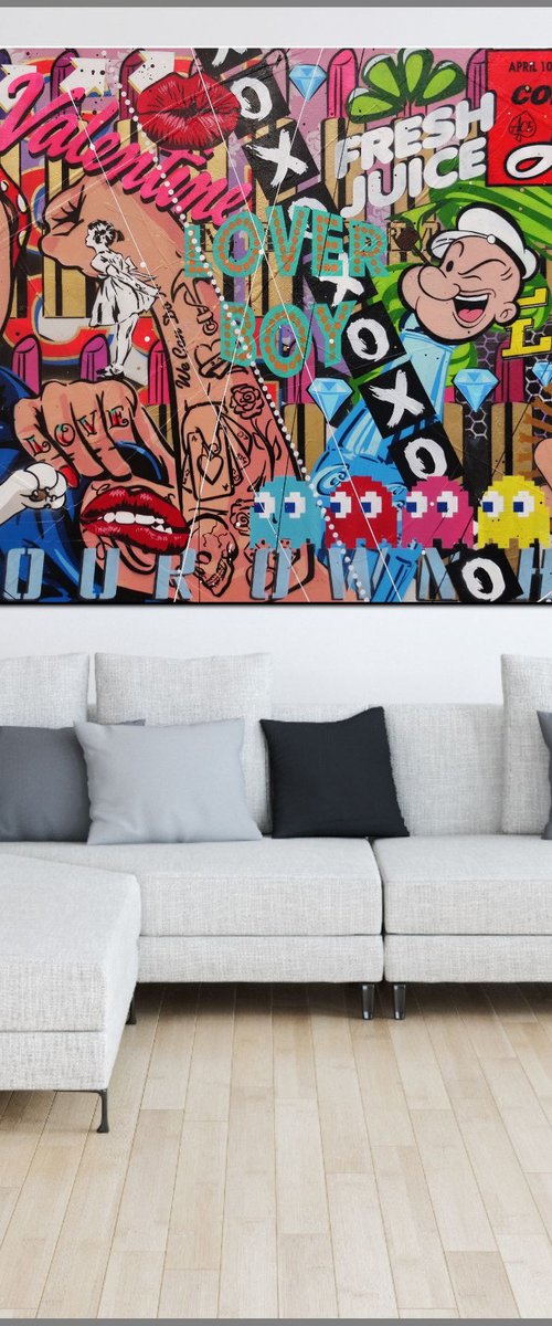 Lady Luck Rosie 190cm x 100cm Rosie The Riveter Textured Urban Pop Art by Franko