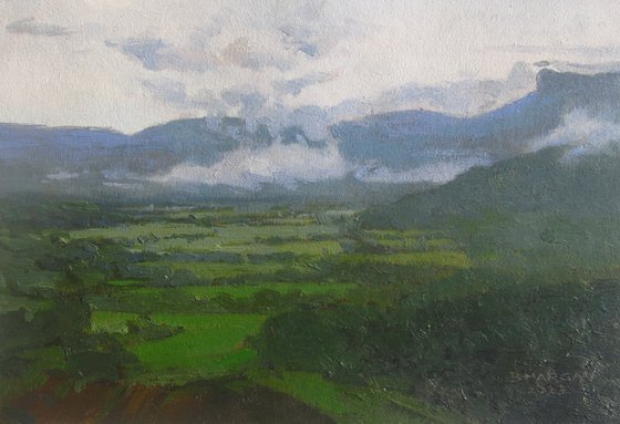 View through train window