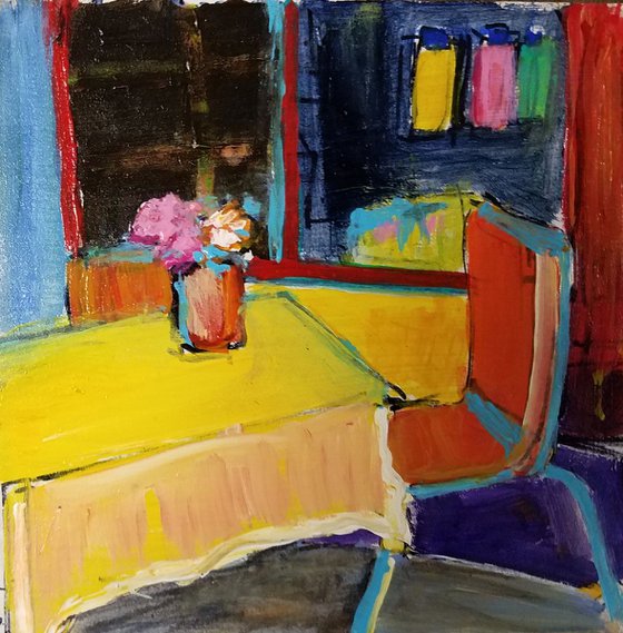 Colorful cafe scene