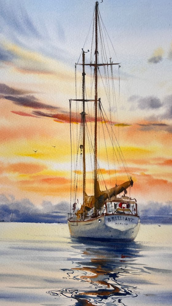 Golden hour on a yacht