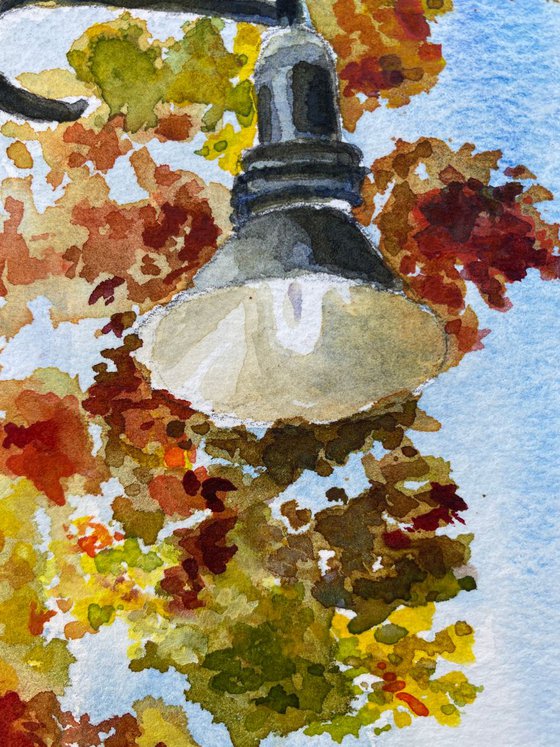 The street lamps in Autumn, 2 small artworks