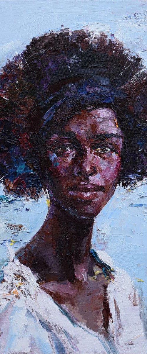 Beautiful African woman portrait painting by Anastasiia Valiulina