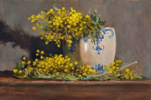 Mimosas and Vase by Pascal Giroud