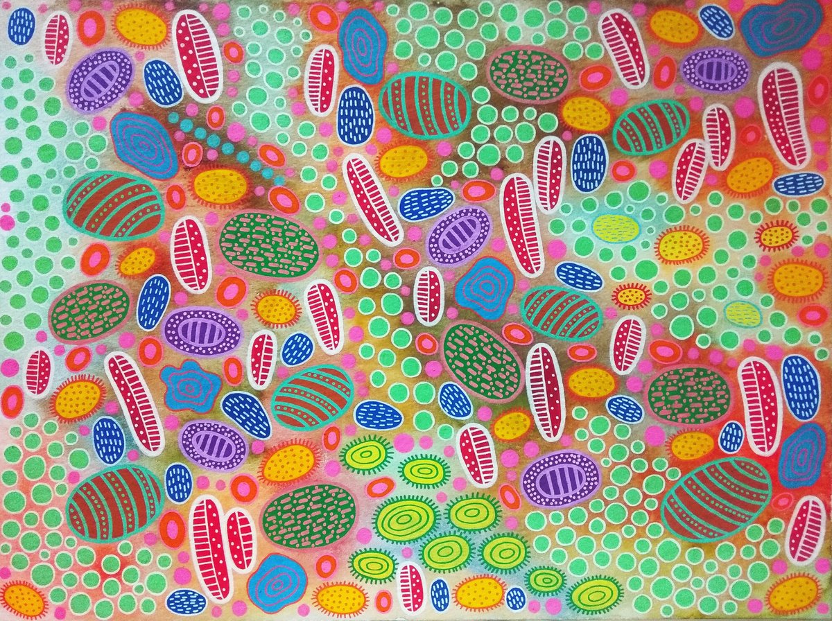 Organic Abstract Painting By Veronika Demenko, 13 X 9", Organic Geometry N.14, Original Artwork