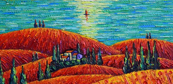 TUSCANY HILLS OF RED POPPIES