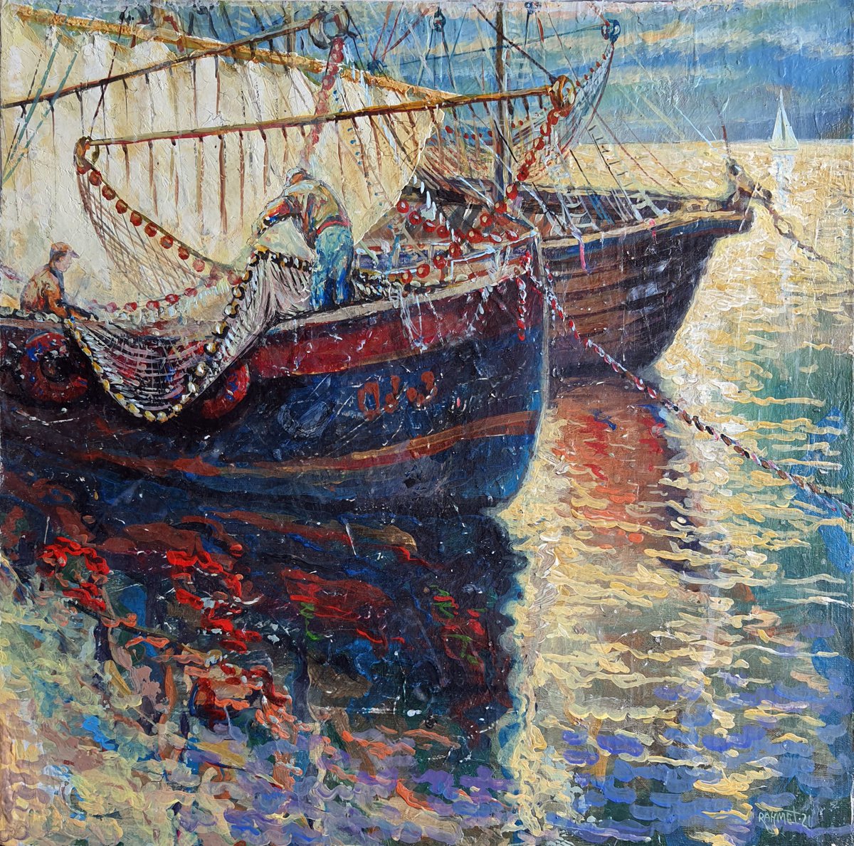 Fishermen By Rakhmet Redzhepov, 21 X 21, Artwork For Sale On Artfinder