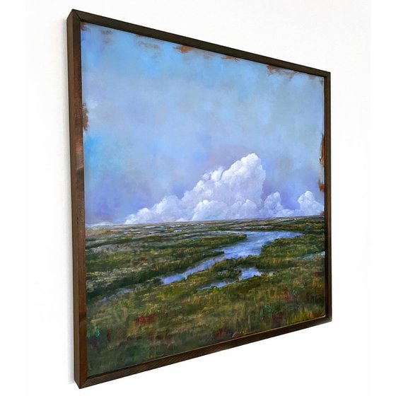 “Post Meridian”, Framed Original Oil on Canvas, 37”x37”