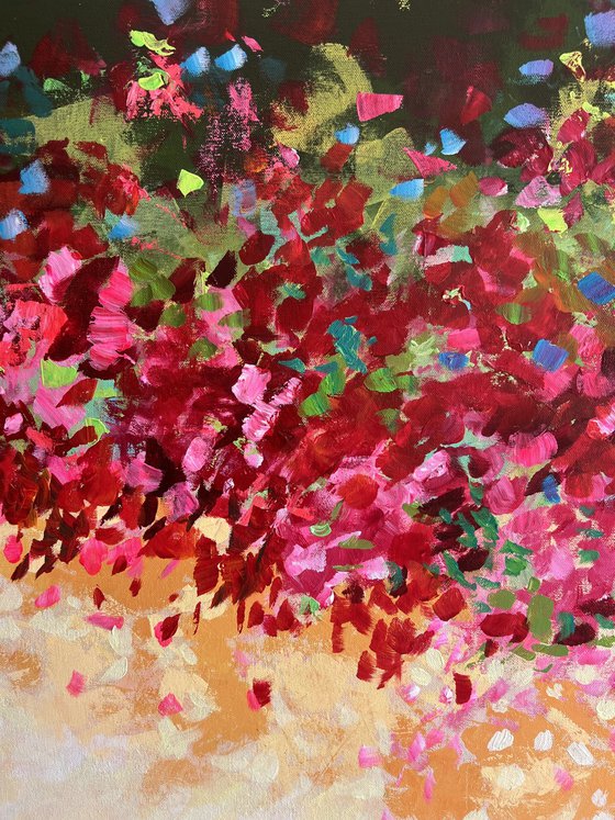 Love Delights! Pink and Yellow abstract! Bougainvillea art