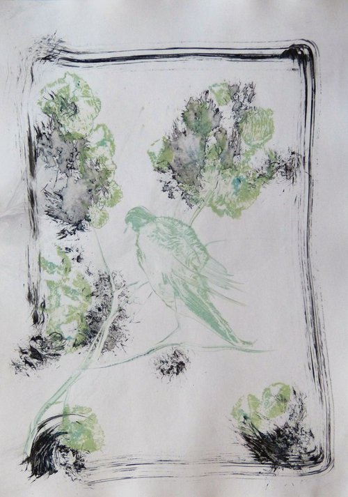 Birds of the park Monceau 2, 41x29 cm by Frederic Belaubre