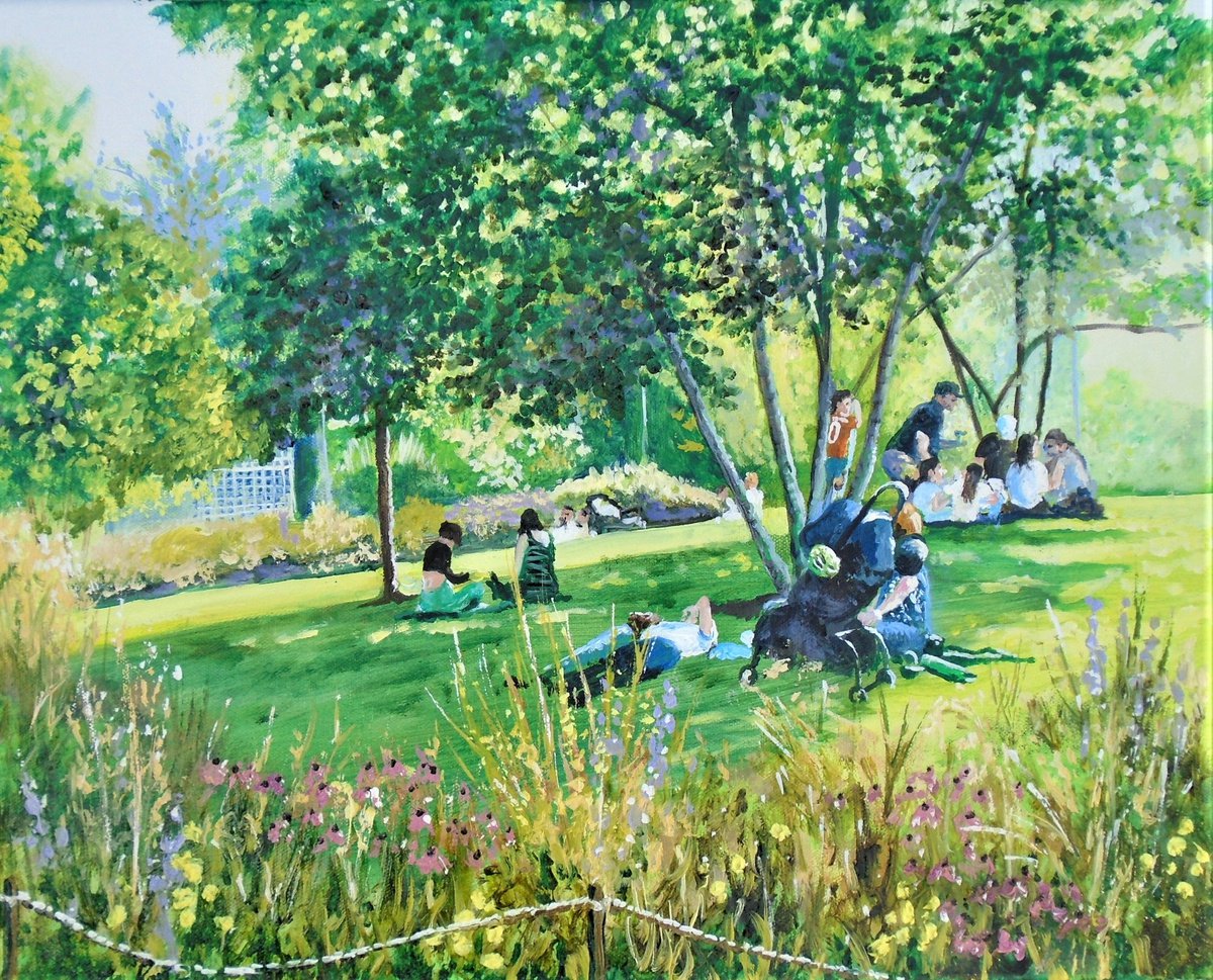 London Olympic Park picnickers by Rod Bere