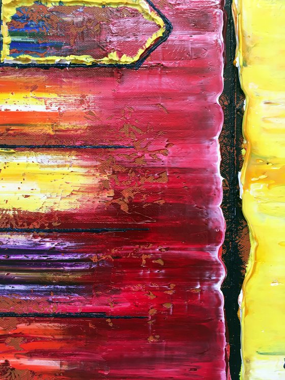 "All Roads Lead Here" - FREE USA SHIPPING + Special Price - Original PMS Abstract Oil Painting On Canvas - 36" x 12"