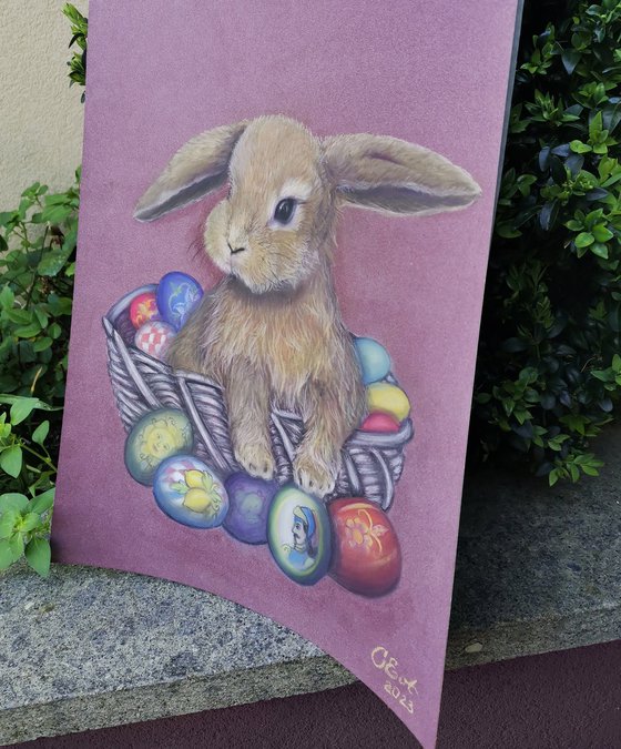 Easter Bunny. Sicilian style. 30x40 cm. Coniglietto di Pasqua. Stile siciliano.