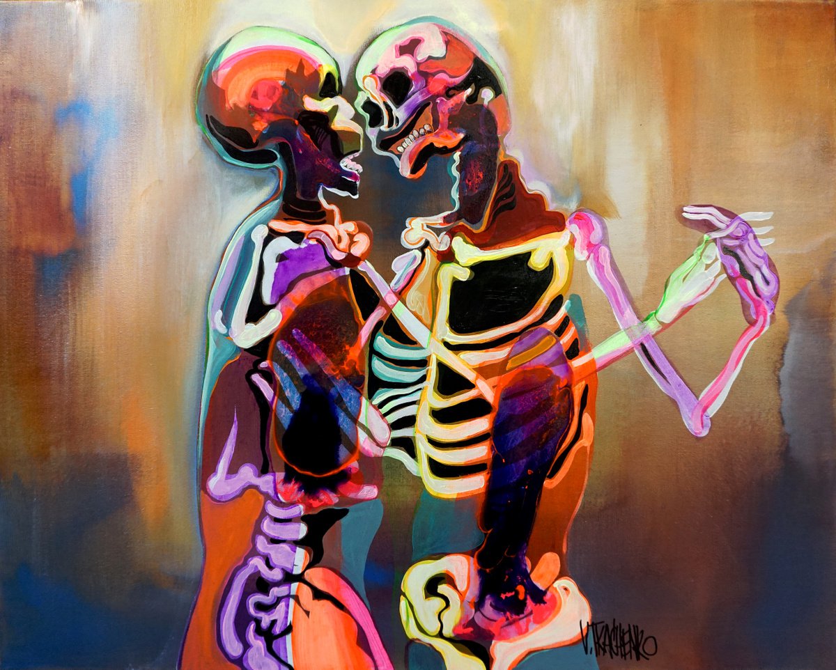 Organic Portrait Acrylic Painting By Victor Tkachenko, 30 X 24", Missed Me?, Original Artwork