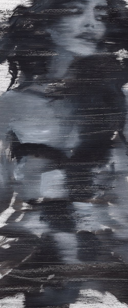 Dalila | Black and white oil painting on paper | fashion muse model woman lady by Renske Karlien Hercules