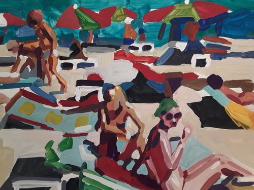 Beach scene - Cote d'azur by Stephen Abela