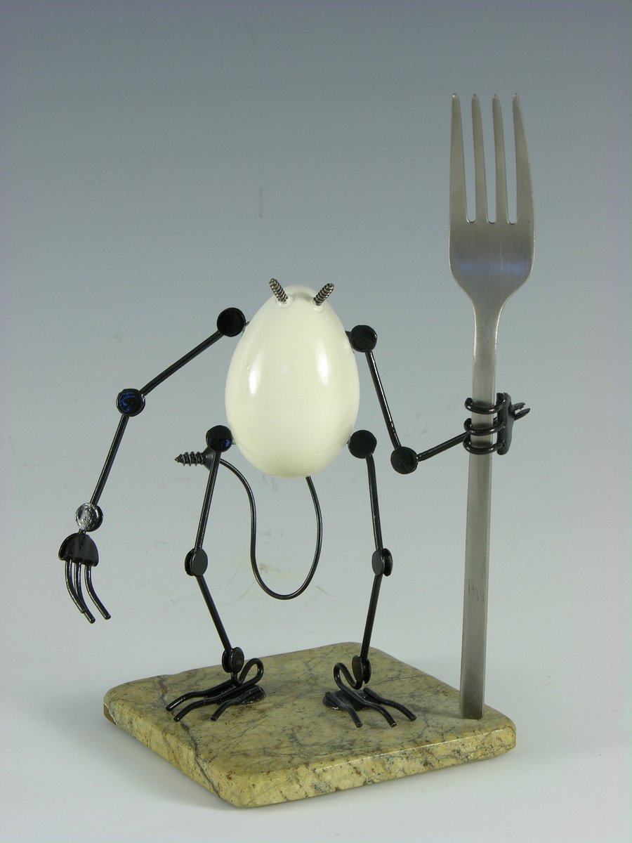 Expressive Portrait Sculpture By Tomoaki Orikasa, 6 X 8", Deviled Egg, Original Artwork