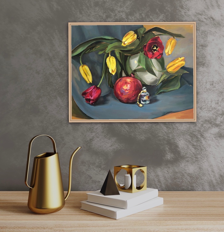 Tulips And Pomegranate By Guzel Min Artfinder