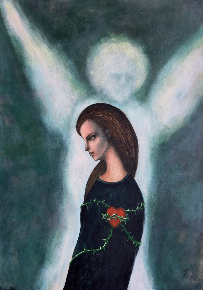 Surrealistic Portrait Acrylic Painting By Nikola Gulev, 20 X 28", "Catharsis Ii", Original Artwork