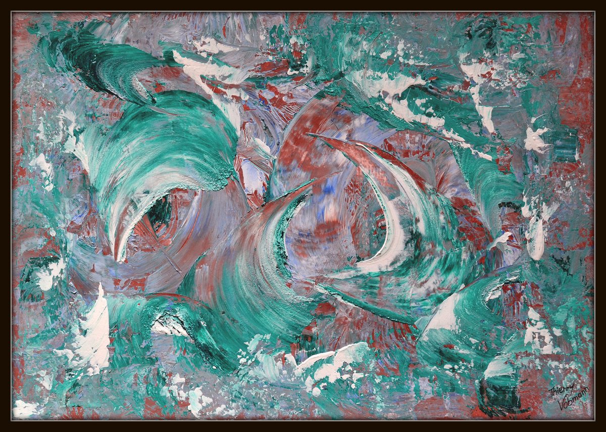 Abstract Acrylic Painting By Thierry Vobmann. Abstract ., 17 X 12", Aquatic Show, Original Artwork