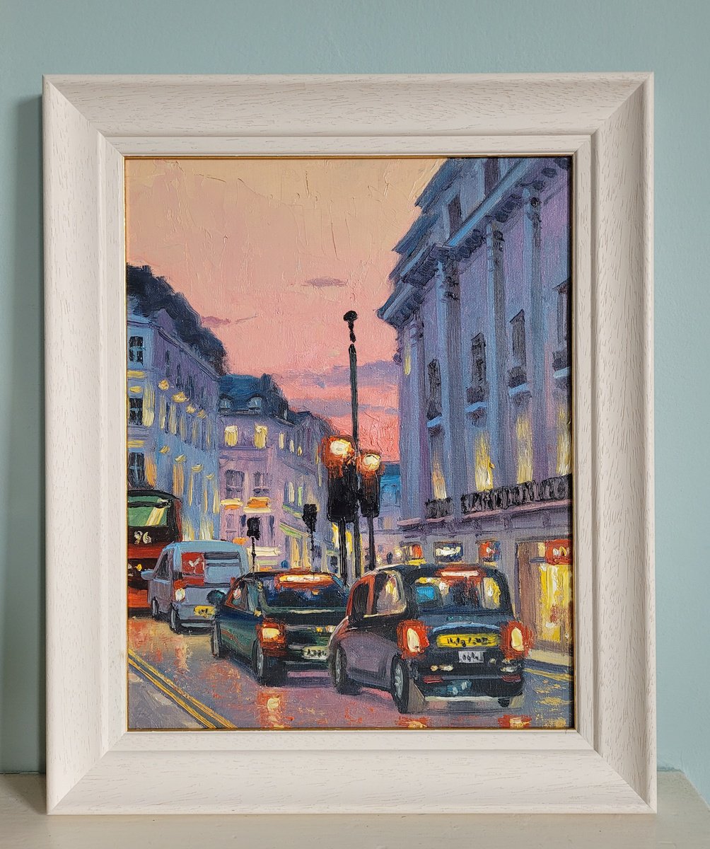 Impressionistic Landscape Oil Painting By Roberto Ponte, 14 X 17", Regent Street London, Original Artwork