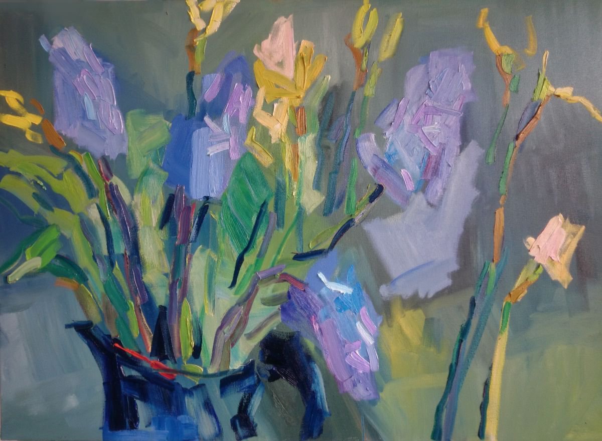 Hyacinths and daffodils. by Lilia Orlova-Holmes