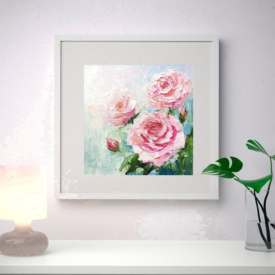 Pink Roses Painting Floral Art