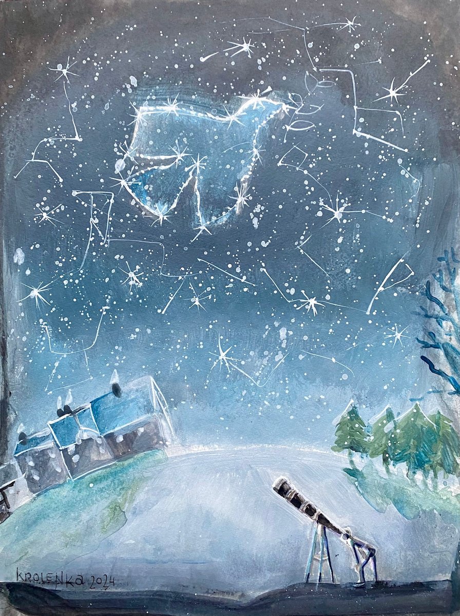 Landscape Acrylic Painting By Alexandra Krasuska, 9 X 13, Peaceful Sky, Original Artwork