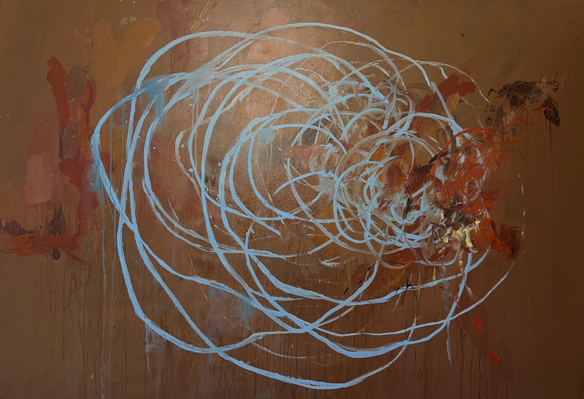 Abstract Botanical Acrylic Painting By Rosi Roys, 79 X 55", Cy 15, Original Artwork