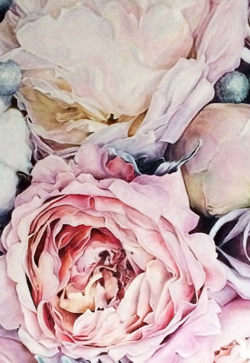Original oil painting with flowers "Northern Lights" 100 * 60 cm by Irina Ivlieva