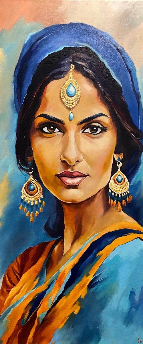 Indian woman portrait 3 by Elvira Sultanova
