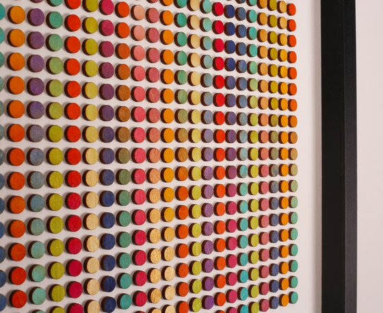 Ombre painted dots wood panel painting