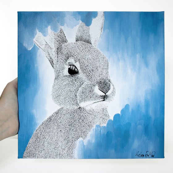 The Dreamy Blue Bunny Painting on Canvas