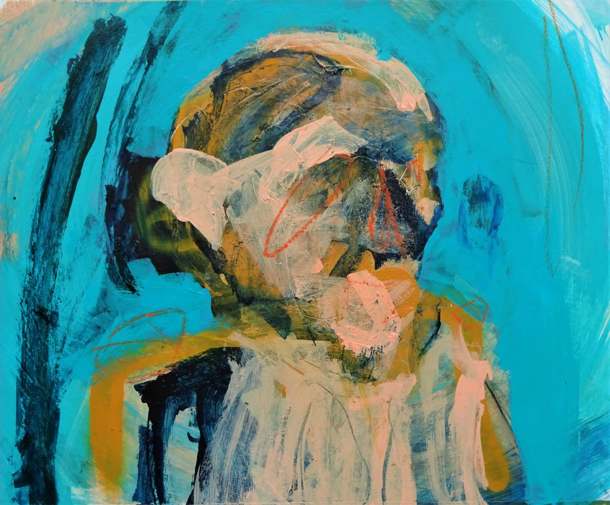 Expressive Portrait Painting By Cynthia Gregorova, 14 X 11, No Titile, Original Artwork