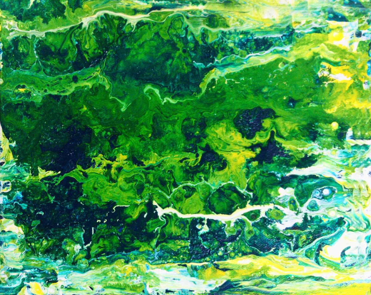 Abstract Art Painting- How green was my valley 2 - 10x 8 by Asha Shenoy