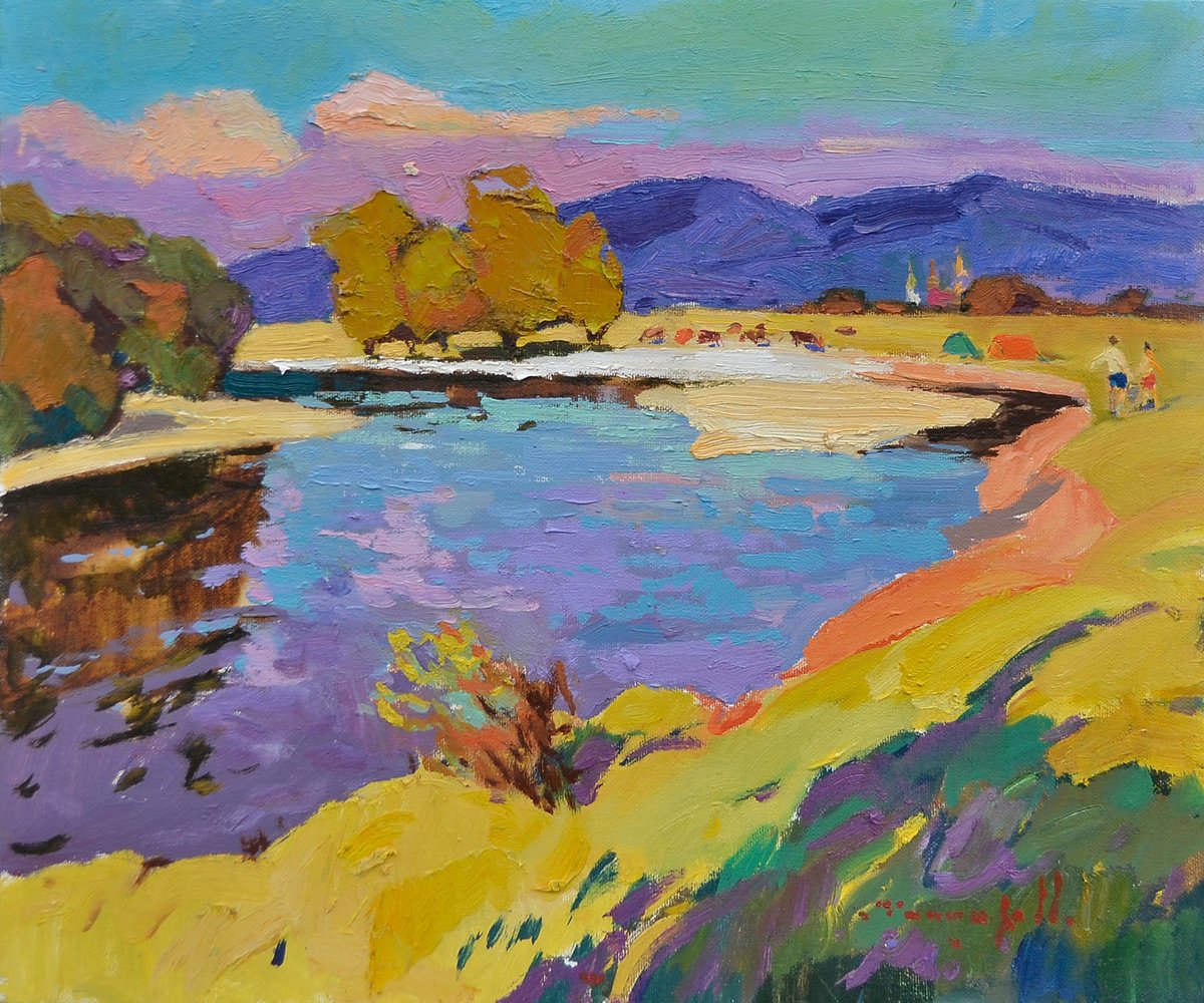 Impressionistic Landscape Oil Painting By Alexander Shandor, 24 X 20, Summer Memories, Original Artwork