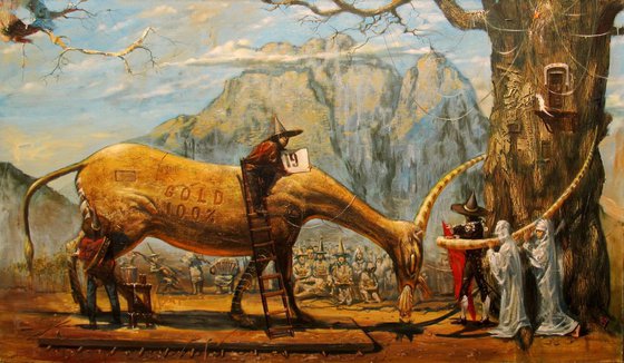 Preparing to worship the Golden Taurus.