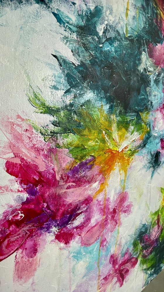 “Floral frequency” large abstract painting