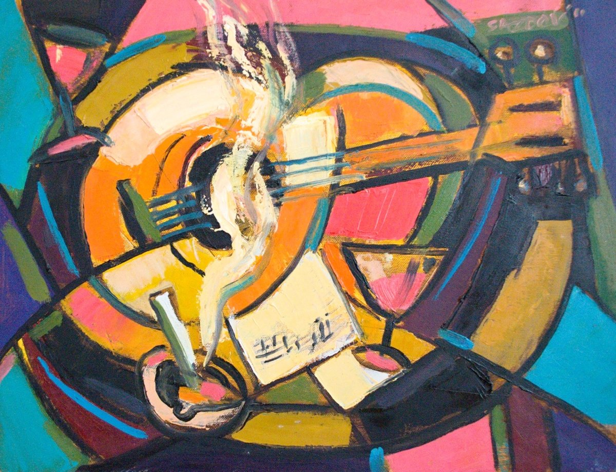 Geometric Oil Painting , Refrain By Rumen Sazdov, 18 X 14, Artwork For Sale On Artfinder