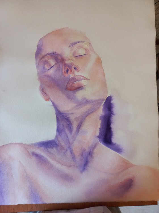 Abstract watercolor portrait 76x56 cm