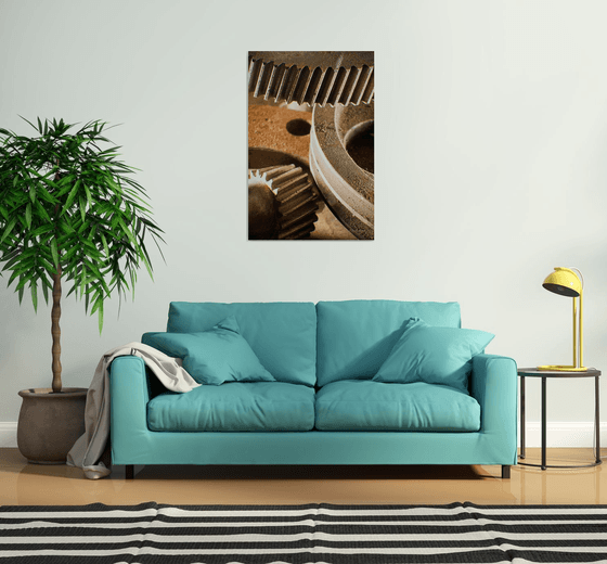 Old Gear Steel III on Dibond with Plexiglass